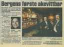  Bergens første akevittbar  – Wesselstuen feirer 50-årsjubileum i år, og går som aldri før. I går fikk Wessel Bar også status som byens første akevittbar.