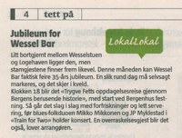 Jubileum for Wessel Bar
