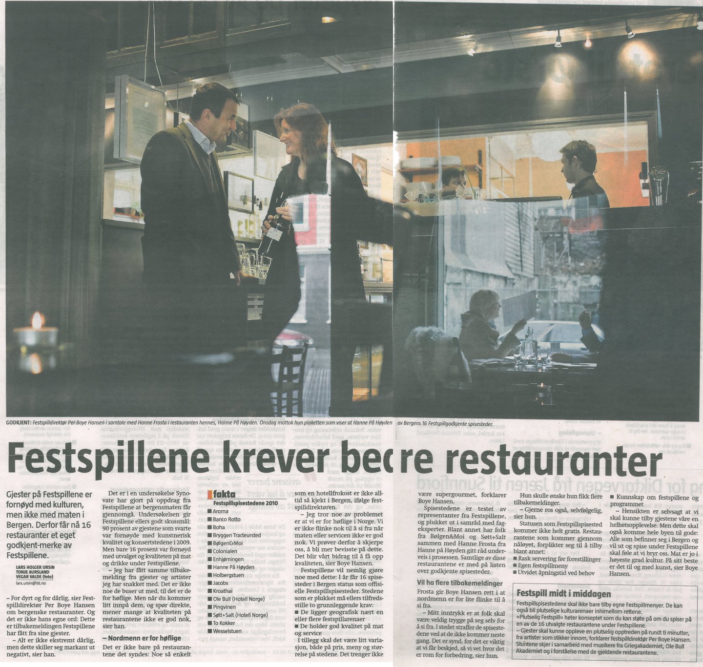 Festspillene krever bedre restauranter