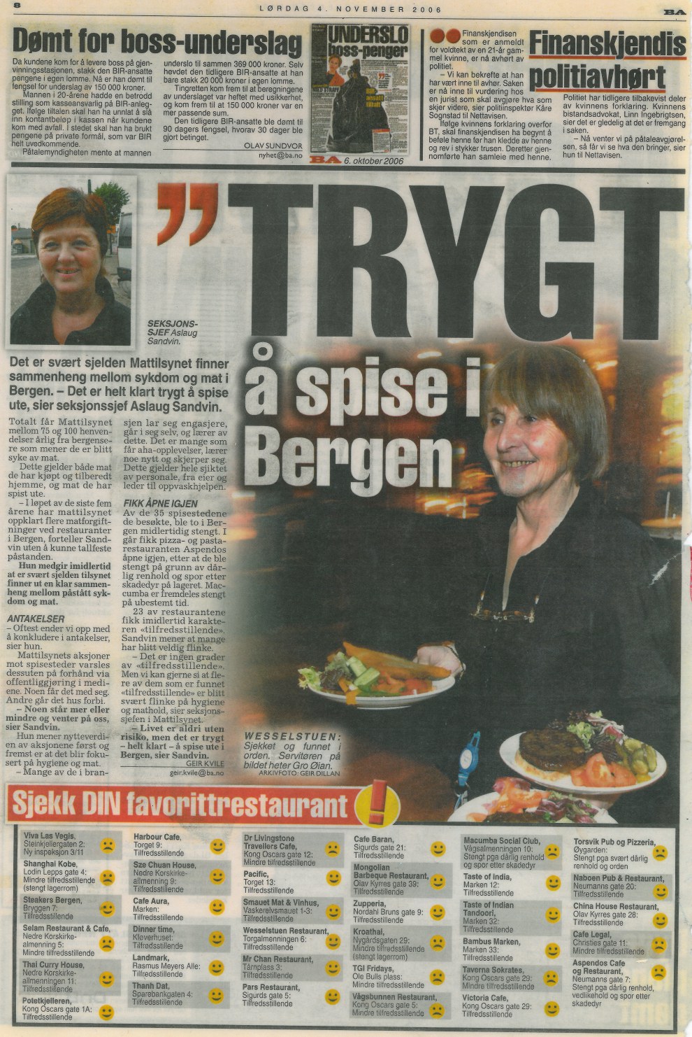 Trygt å spise i Bergen